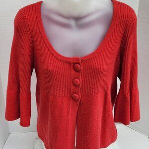 NWT MACYS INC Fitted Red Silk Blend/Angora Large Button Center Shirt MEDIUM